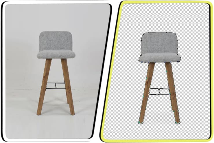 Medium clipping path for product with curves and details