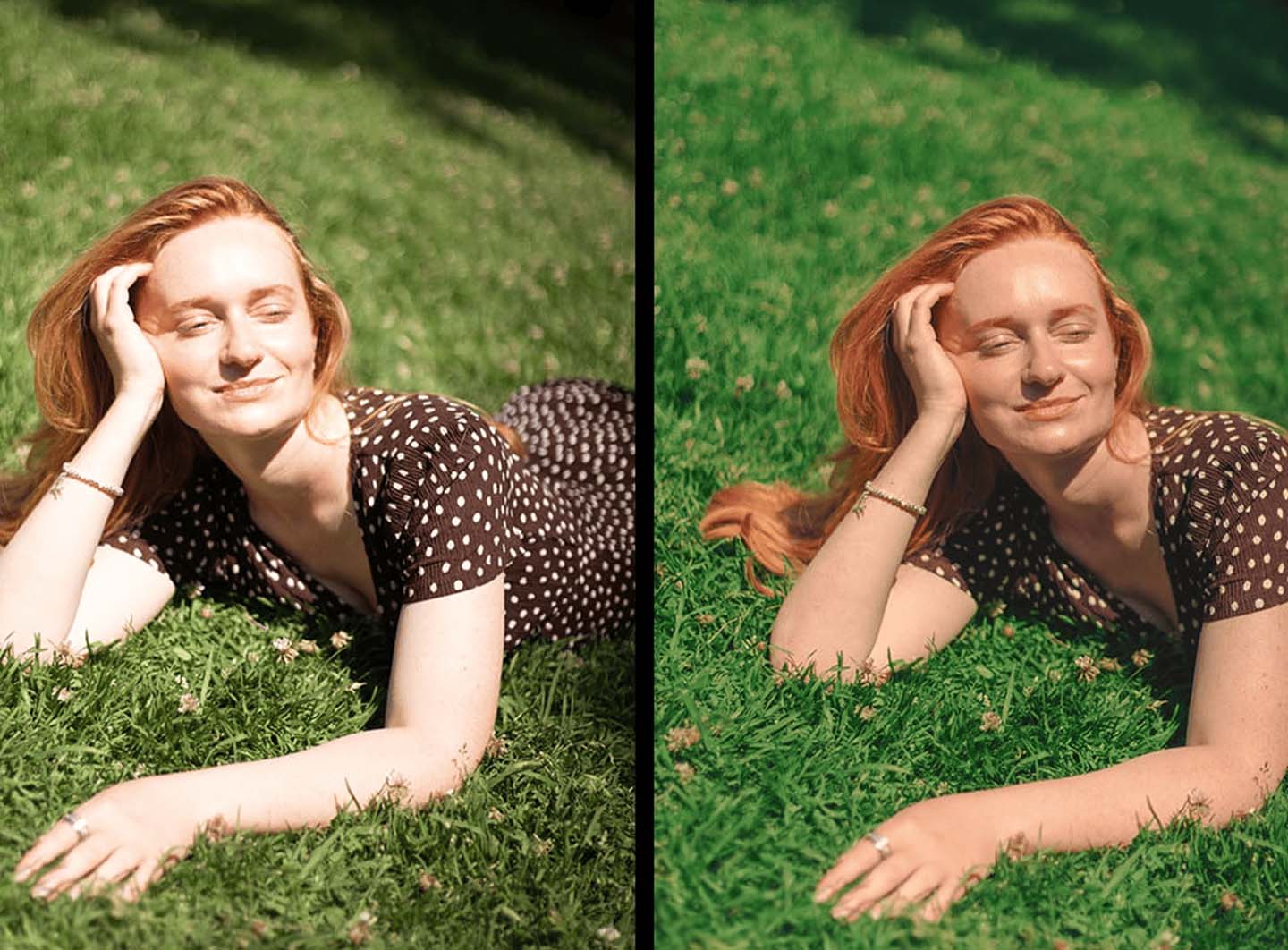 Before and after color correction comparison image