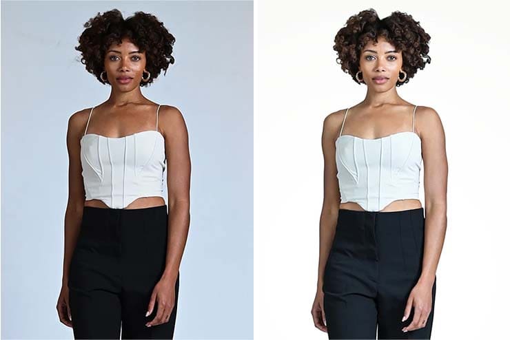 Before and after headshot retouching comparison