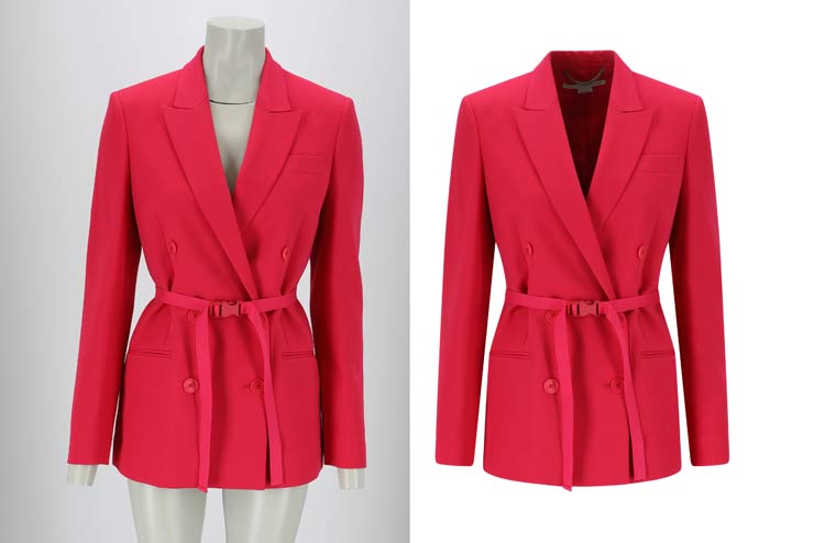 Apparel photo edited with ghost mannequin effect for seamless online presentation.