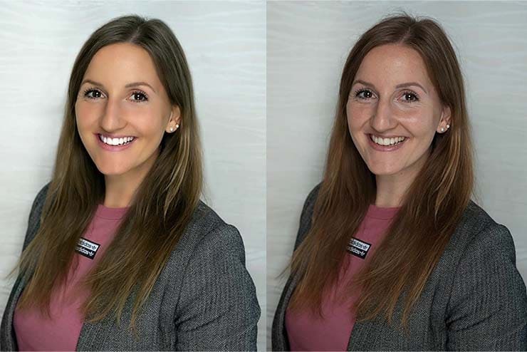Studio portrait with professional headshot retouching