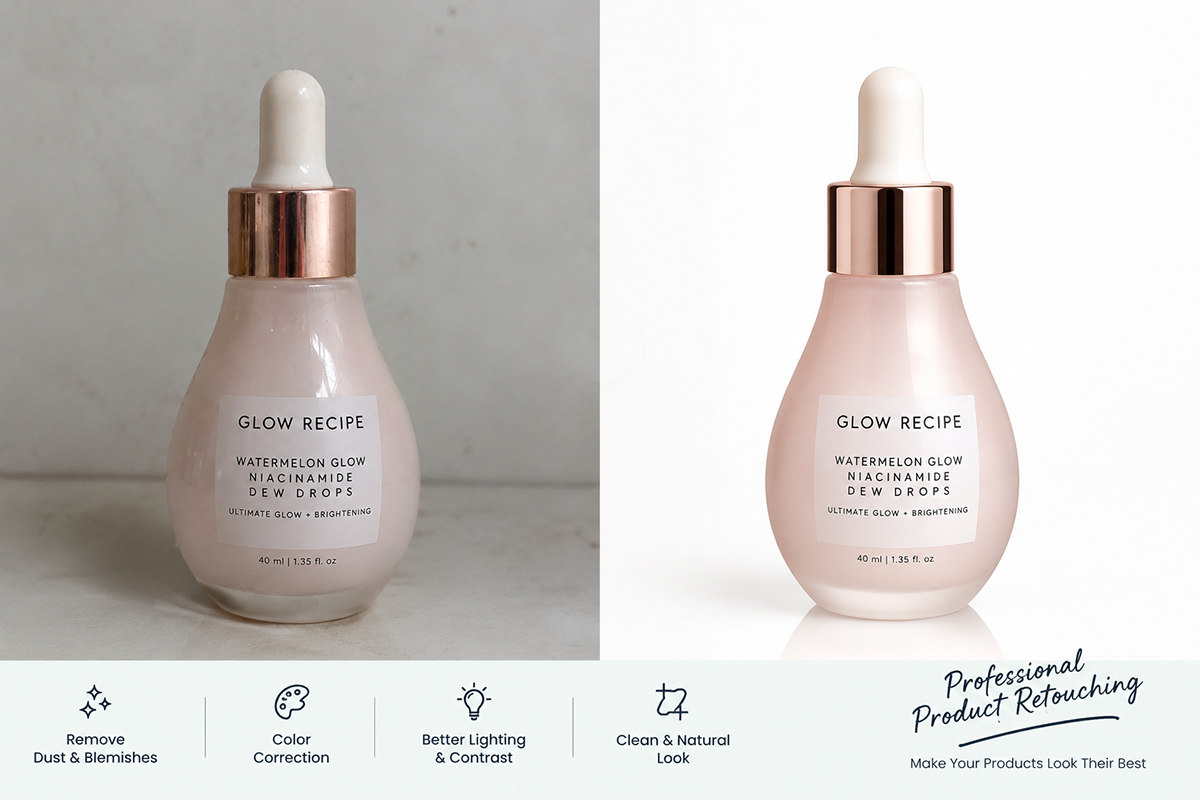 Beauty product retouching and dust removal service